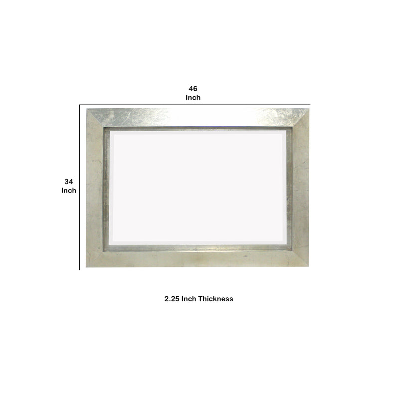 Contemporary Style Rectangular Wooden Frame Wall Mirror Silver-zoom-