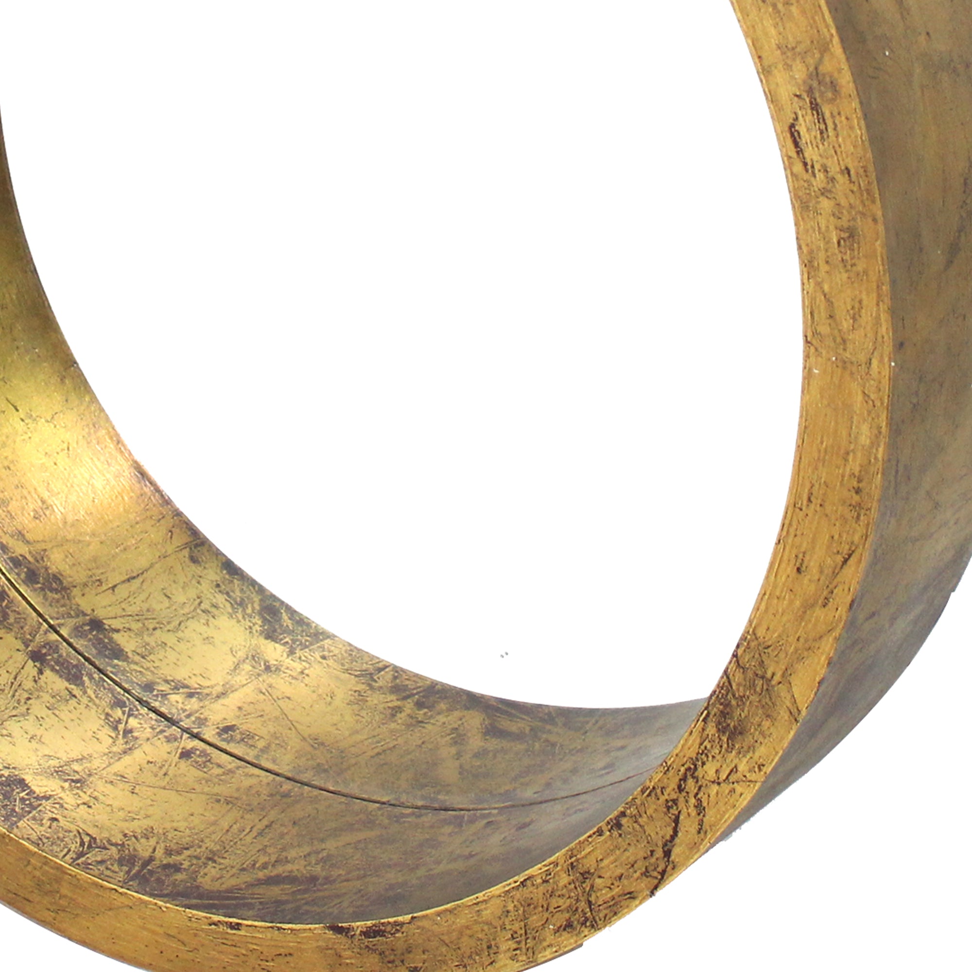 Rustic Style Wall Mirror With Round Tray Shape Frame, Gold And Silver-zoom-2