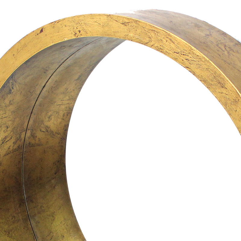 Rustic Style Wall Mirror With Round Tray Shape Frame, Gold And Silver-zoom-