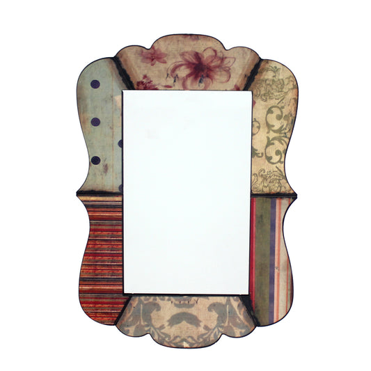 Scalloped Design Mirror Wall Decor With Handcrafted Pattern Multicolor