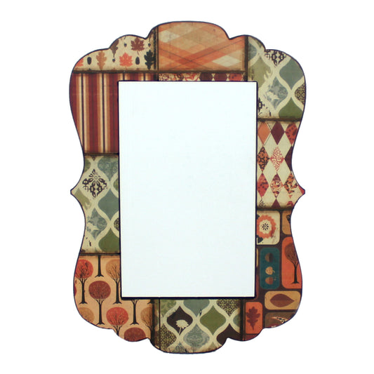 Contemporary Mirror Wall Decor With Scalloped Design Frame Multicolor