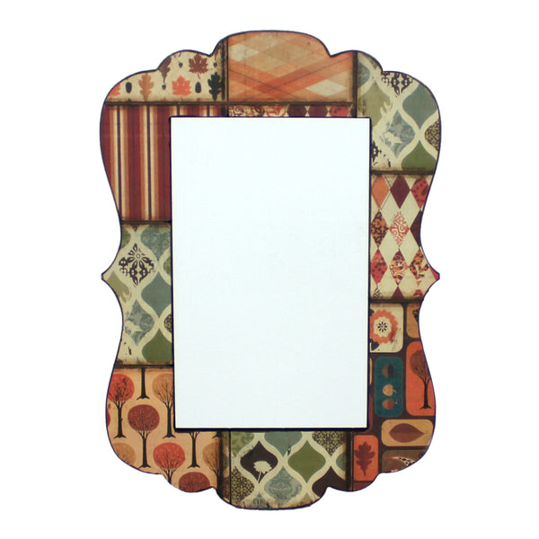 Contemporary Mirror Wall Decor With Scalloped Design Frame Multicolor
