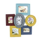 7 Piece Wall Decor With Oval Shape Clock At Centre Multicolor