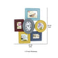 7 Piece Wall Decor With Oval Shape Clock At Centre Multicolor