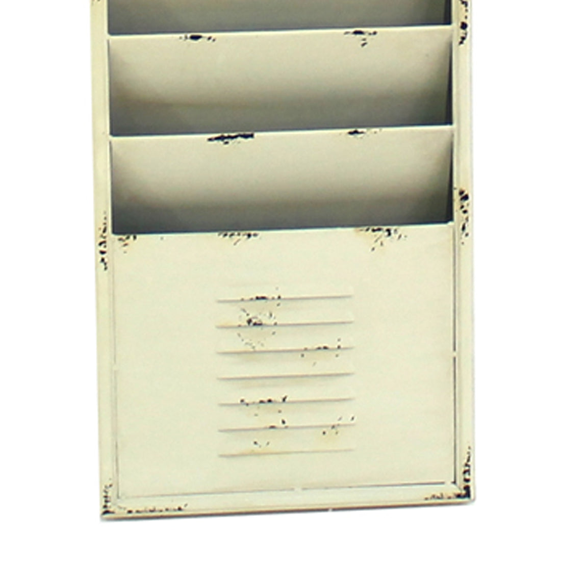 Antique Rustic Style Clock Design Wall Organizer With 6 Slots White