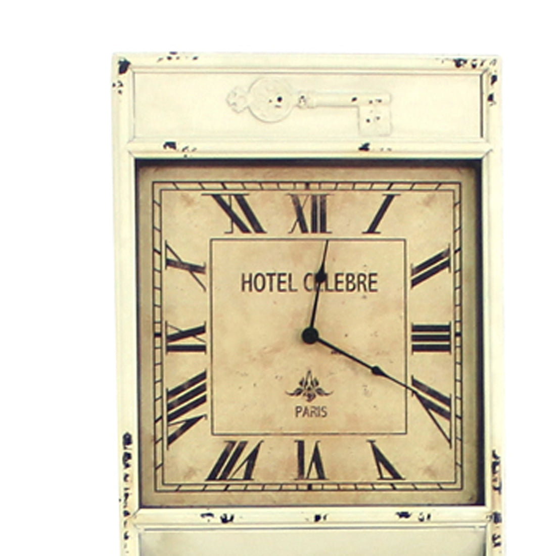 Antique Rustic Style Clock Design Wall Organizer With 6 Slots White-zoom-4
