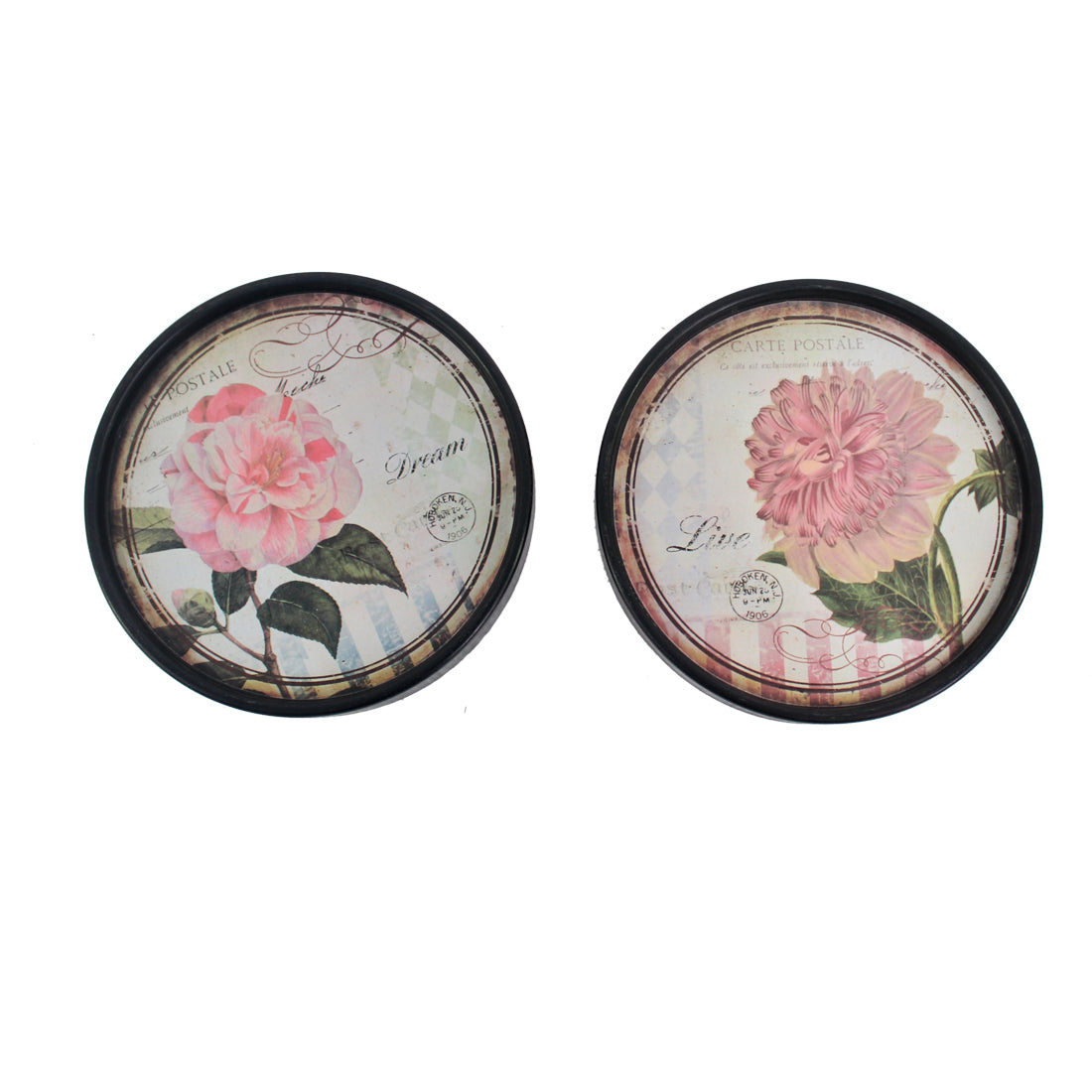 Plate Design Round Wall Decor With Floral And Scripted Pattern Multicolor
