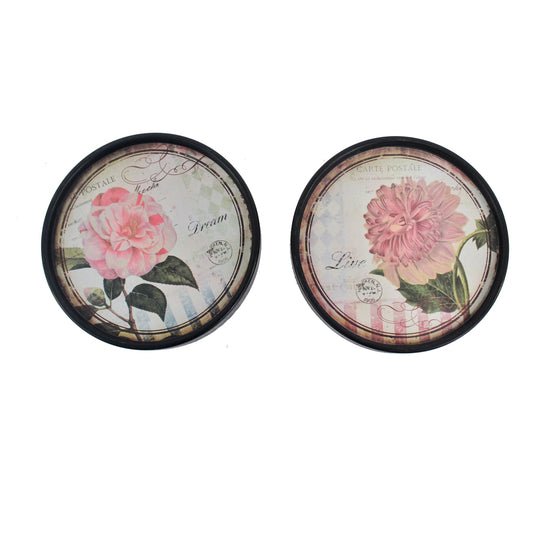 Plate Design Round Wall Decor With Floral And Scripted Pattern Multicolor