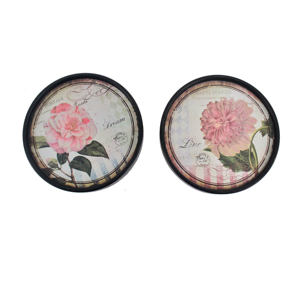 Plate Design Round Wall Decor With Floral And Scripted Pattern Multicolor