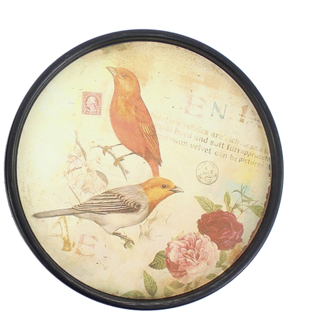 Plate Design Round Wall Decor With Floral And Scripted Pattern Multicolor