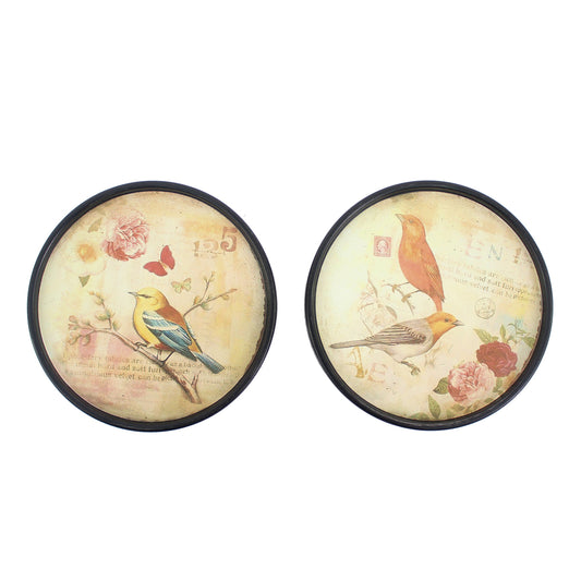 Plate Design Round Wall Decor With Floral And Scripted Pattern Multicolor