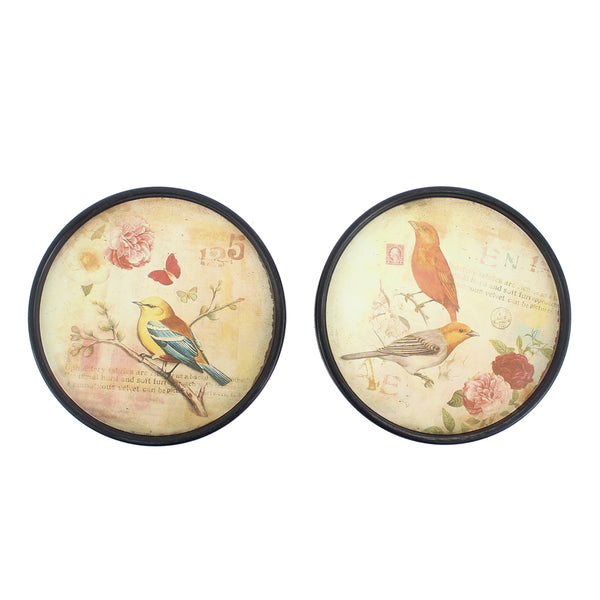 Plate Design Round Wall Decor With Floral And Scripted Pattern Multicolor