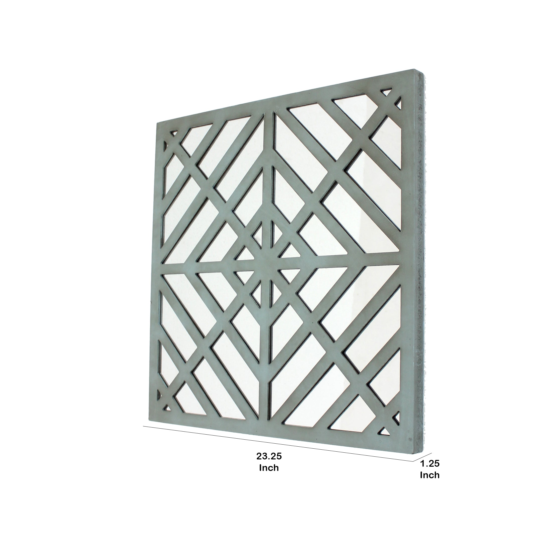 Contemporary Mirrored Wall Decor With Geometric Overlay On Top Blue And Silver-zoom-5