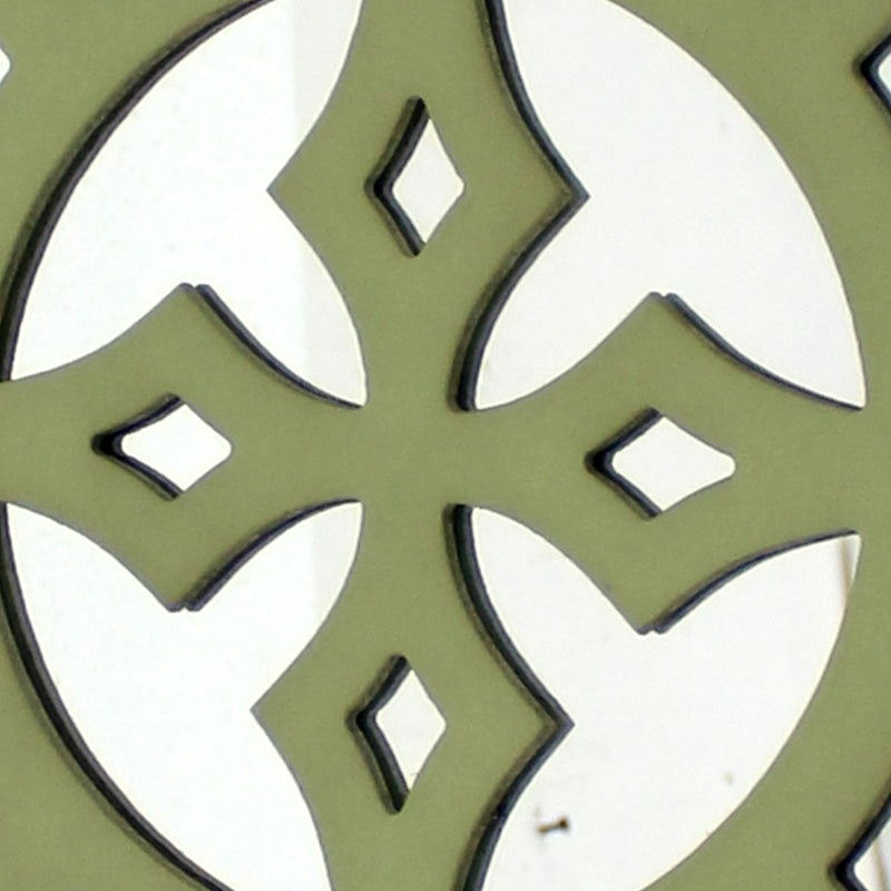 Round Wooden Wall Decor With Minimalist Pattern On Top Green And Silver-zoom-
