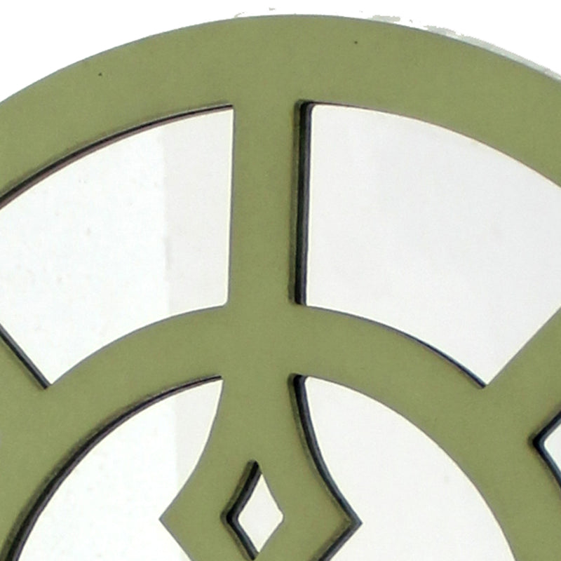 Round Wooden Wall Decor With Minimalist Pattern On Top Green And Silver-zoom-