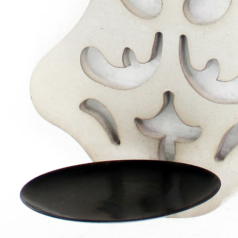 Cross Shaped Wooden Candle Holder With Scrolled Engravings White-zoom-
