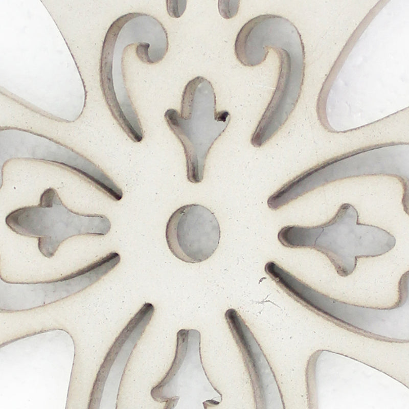 Cross Shaped Wooden Candle Holder With Scrolled Engravings White-zoom-