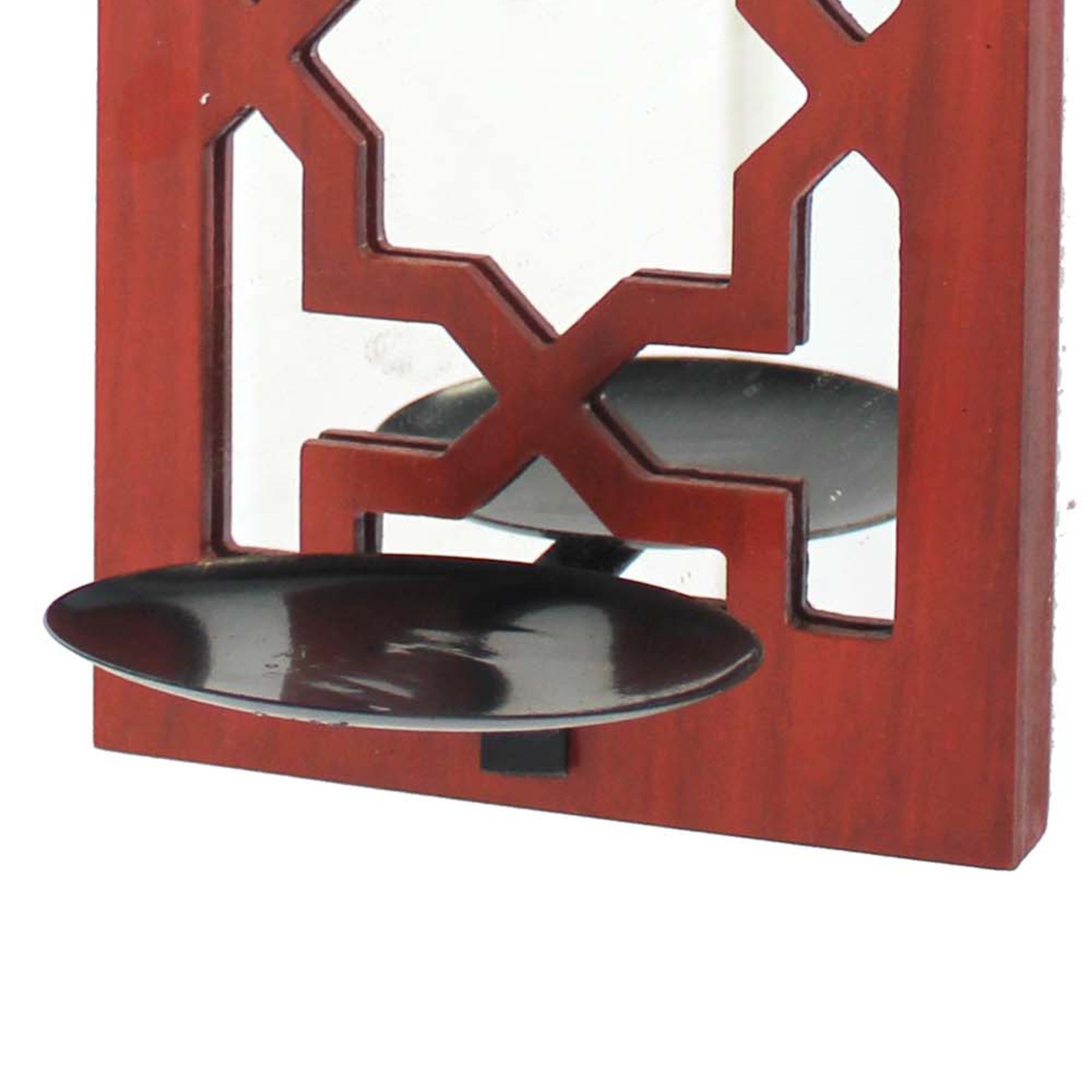 17 Inch Mirrored Wall Art Candle Holder Sconce Lattice Design Red-zoom-4