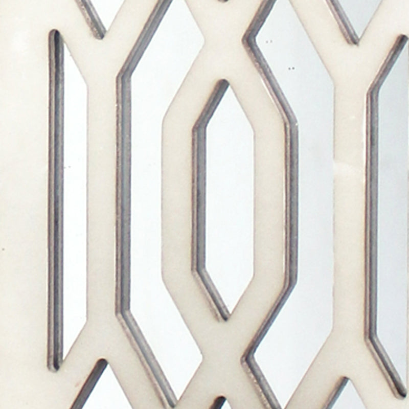 17 Inch Mirrored Wall Art Candle Holder Sconce Lattice Design White-zoom-