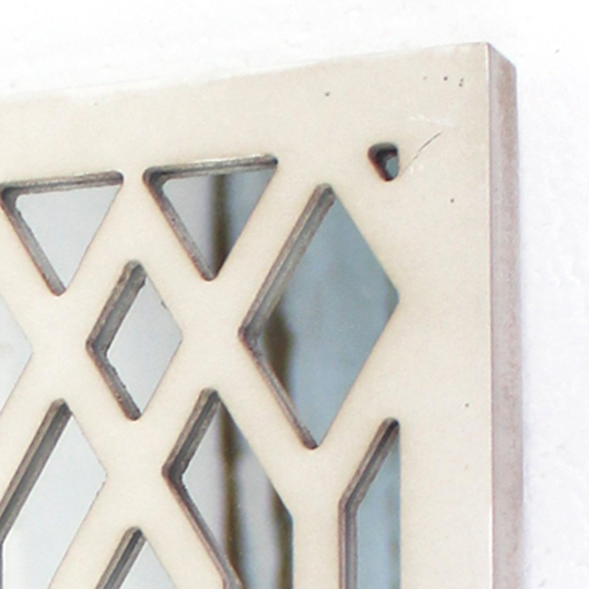 17 Inch Mirrored Wall Art Candle Holder Sconce Lattice Design White-zoom-4