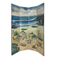 Wooden Double Sided 4 Panel Room Divider with Ocean Prints, Multicolor