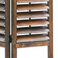 Wooden 3 Panel Room Divider with Slatted Shutter Design, Brown