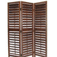 Wooden 3 Panel Room Divider with Slatted Design, Brown