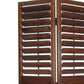 Wooden 3 Panel Room Divider with Slatted Design, Brown