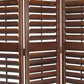 Wooden 3 Panel Room Divider with Slatted Design, Brown