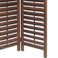 Wooden 3 Panel Room Divider with Slatted Design, Brown