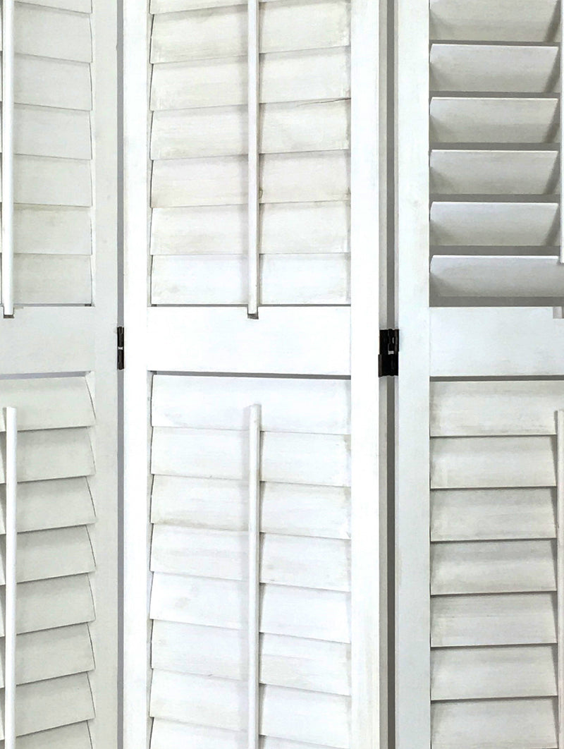 Wooden 3 Panel Room Divider with Slatted Design, White-zoom-