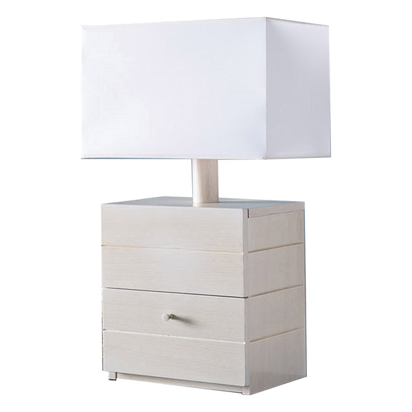 Rectangular Shade Table Lamp with 1 Drawer and Floating Plinth Glossy White