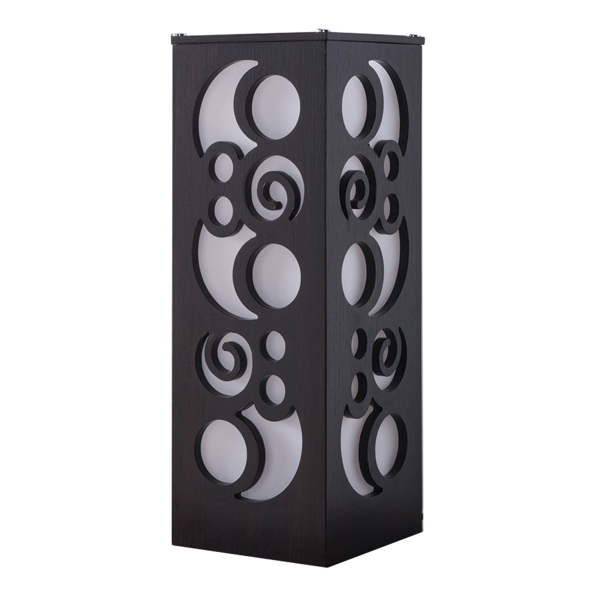 Cuboidal Wooden Frame Table Lamp with Cut Out Details Dark Brown-zoom-1