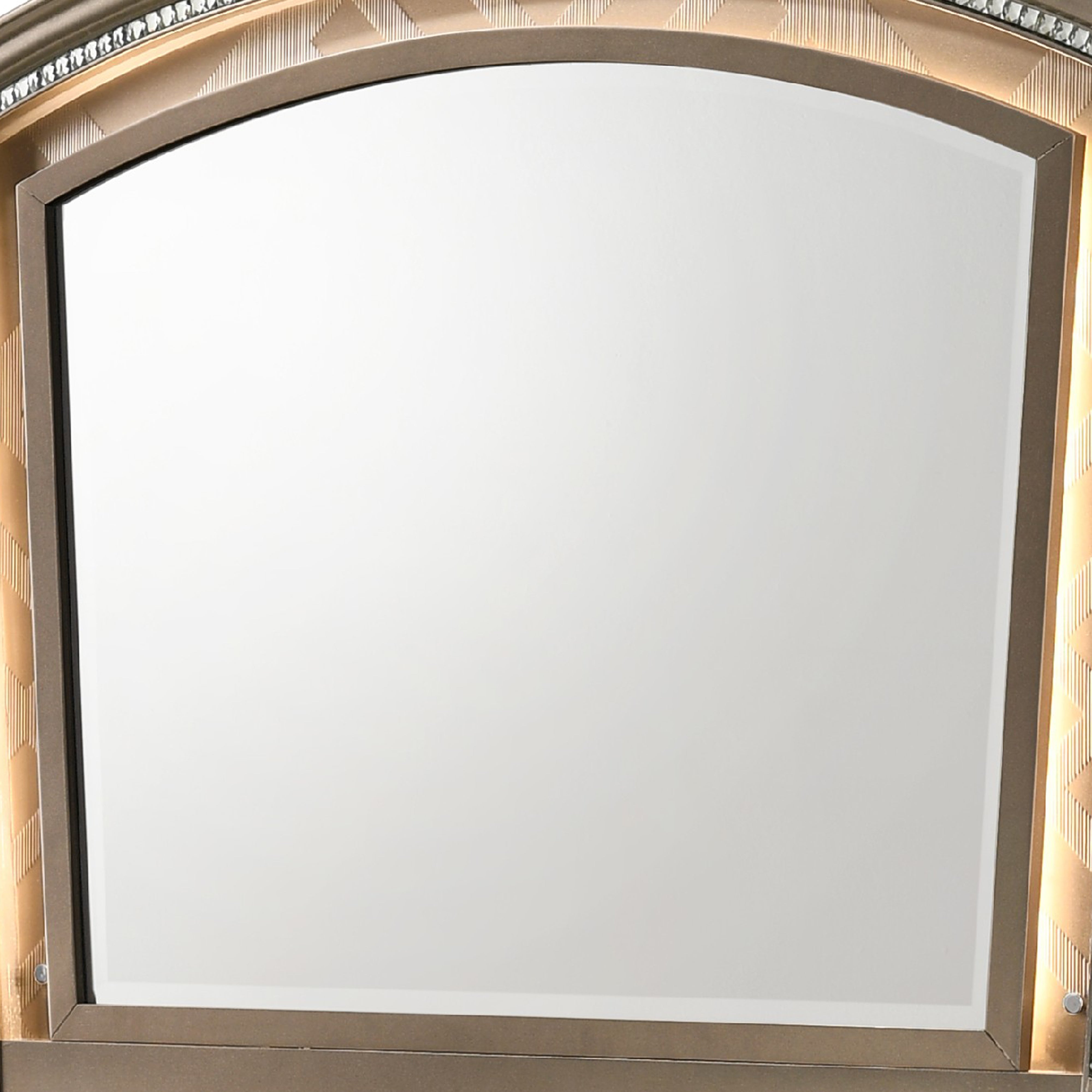 Transitional Wooden Arch Top Mirror With Molded Details Champagne Gold-zoom-3