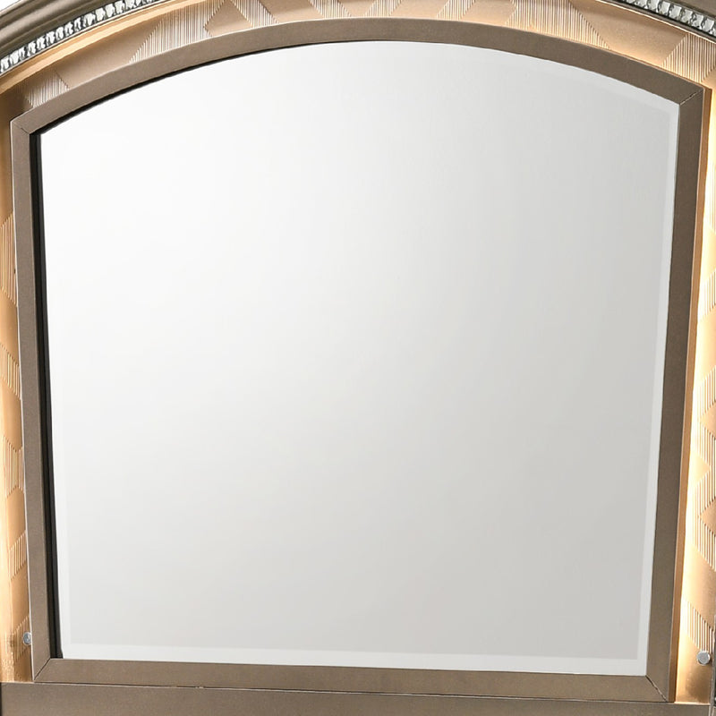 Transitional Wooden Arch Top Mirror With Molded Details Champagne Gold-zoom-