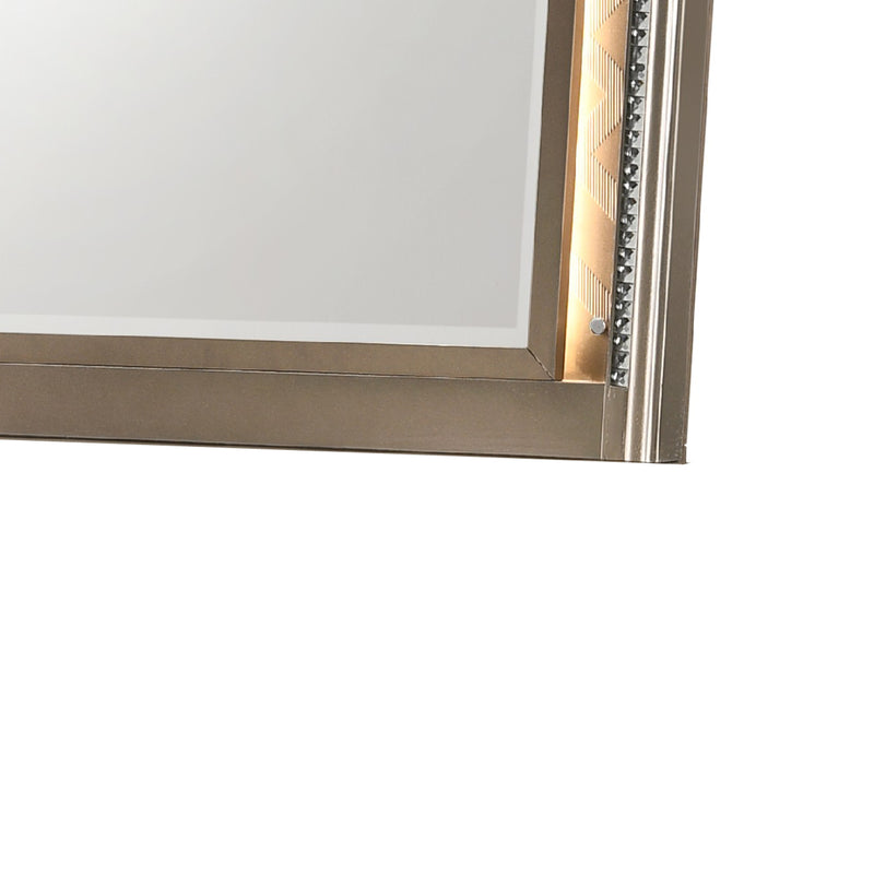 Transitional Wooden Arch Top Mirror With Molded Details Champagne Gold-zoom-