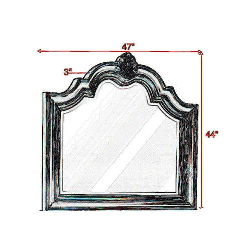 Scalloped Design Wooden Frame Mirror With Crown Top Cherry Brown-zoom-