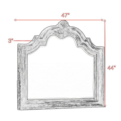 Scalloped Design Wooden Frame Mirror With Crown Top Antique Brown-zoom-5