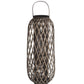 Lattice Design Bamboo Lantern With Glass Candle Holder Large Brown