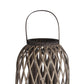 Lattice Design Bamboo Lantern With Glass Candle Holder Large Brown