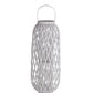 Lattice Design Bamboo Lantern With Glass Candle Holder Large White