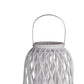 Lattice Design Bamboo Lantern With Glass Candle Holder Large White