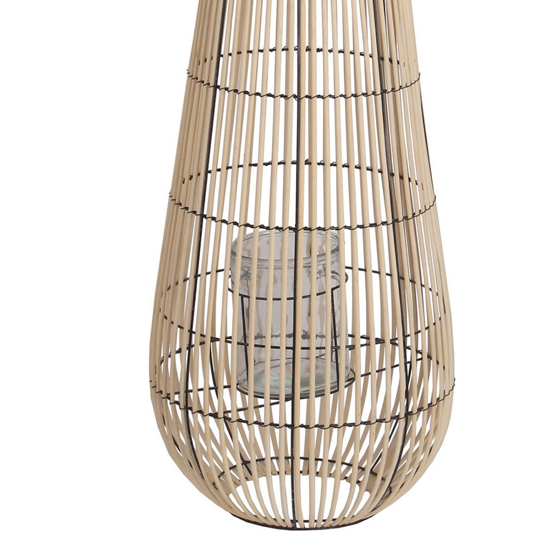Bellied Shape Bamboo Lantern With Open Cage Design And Rope Handle Brown-zoom-