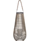 Bellied Shape Bamboo Lantern With Open Cage Design And Rope Handle Gray