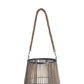 Bellied Shape Bamboo Lantern With Open Cage Design And Rope Handle Gray