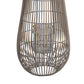 Bellied Shape Bamboo Lantern With Open Cage Design And Rope Handle Gray