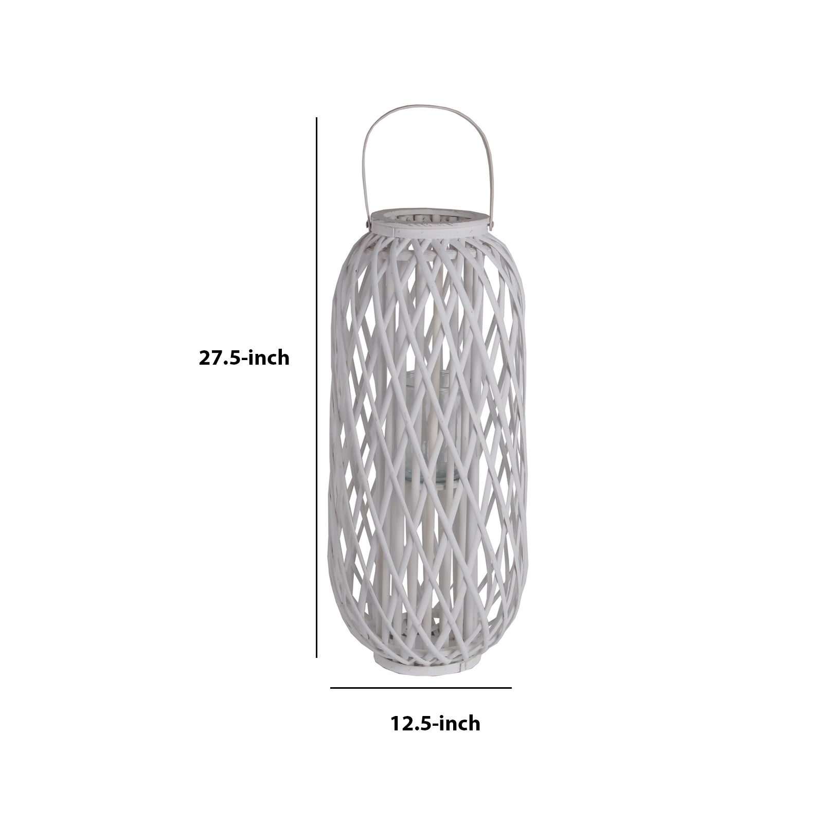 Bellied Shaped Bamboo Lantern With Open Lattice Design Medium White-zoom-5