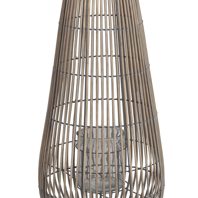 Cage Design Bamboo Lantern With Rope Hanger Medium Gray-zoom-