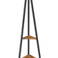 Tapered Drum Shade Floor Lamp With 2 Open Shelves White And Black