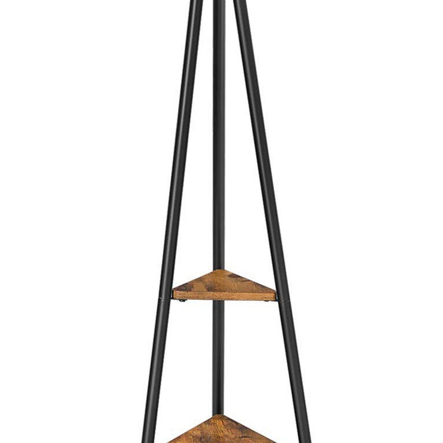 Tapered Drum Shade Floor Lamp With 2 Open Shelves White And Black-zoom-3